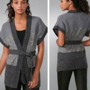 Theory Dena Caledonia Belted Cardigan Sweater Small